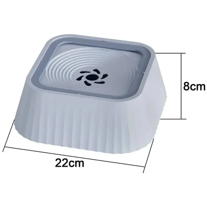 Square grey pet bowl with spiral design, 22cm wide and 8cm tall, ideal for dogs or cats.