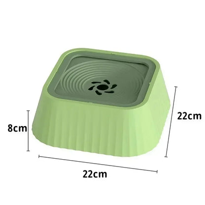 Green slow feeder square pet bowl with spiral pattern, 22cm wide and 8cm high.