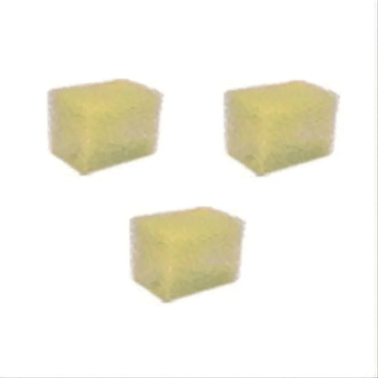 Three yellow pet treat cubes on a white background, ideal for dog or cat training rewards.